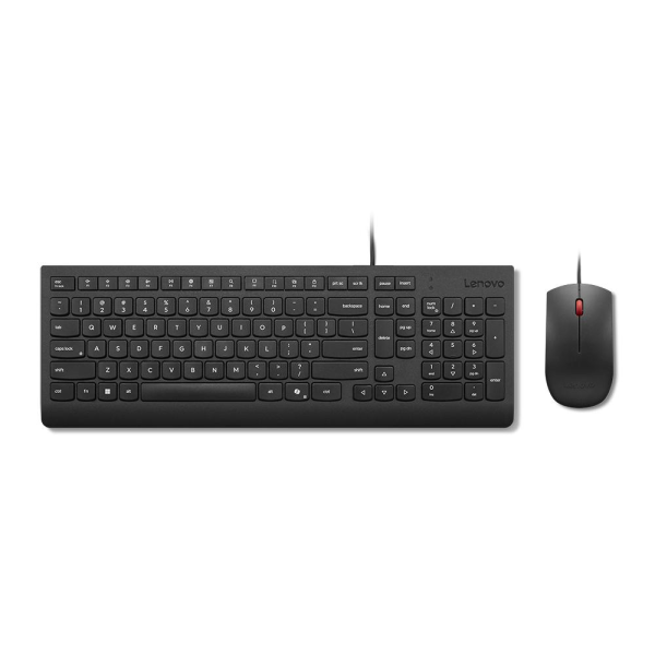 KIT TECLADO y MOUSE LENOVO CON CABLE USB NEGROS