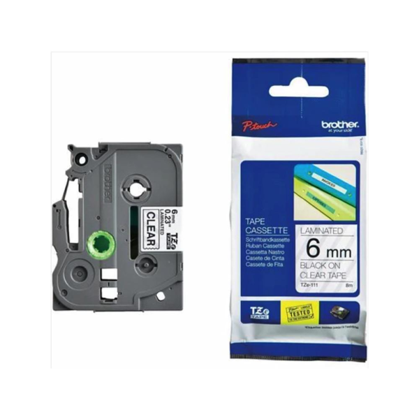Cinta Brother laminada TZE111 negro -transparente
