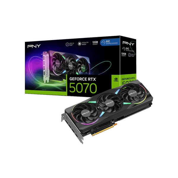 Tarjeta de Video PNY RTX 5070 12GB ARGB OC 3xFAN