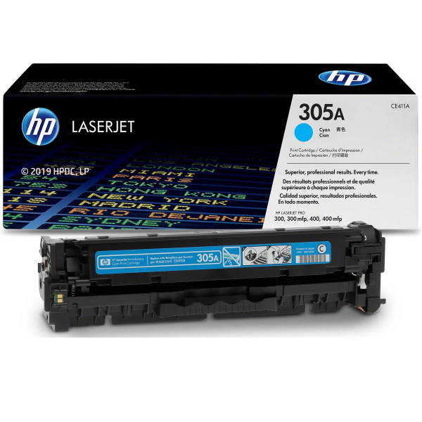 Toner original HP 305A - Cián (CE411A) - para LaserJet Pro 300 M351, 400 M451, MFP M375, MFP M475