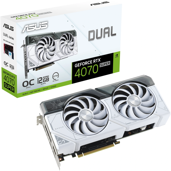 Tarjeta de video Geforce ASUS RTX 4070 SUPER 12GB GDDR6X PCIex 4.0 P/N DUAL-RTX4070S-O12G-WHITE