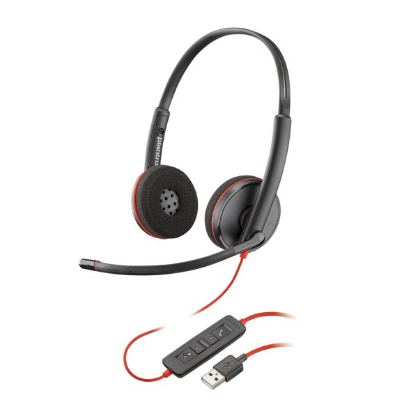 Audifonos Poly Blackwire 3220 USB A - negro - Certificado por Skype, Certificado por Avaya, certificado con Cisco Jabber