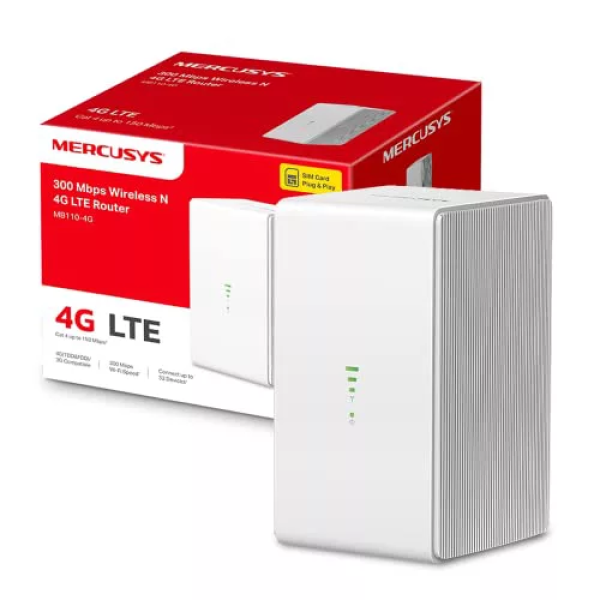 Router inalámbrico 4G Mercusys MB110-4G V1 - WWAN - Wi-Fi, LTE - 2.4 GHz - 3G, 4G