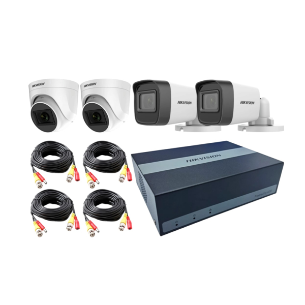 Kit video grabador EDVR Hikvision - DVR + camera(s) - 4CH+ 2* Bullet+ 2*Domo P/N E04HG2B2T-KITC