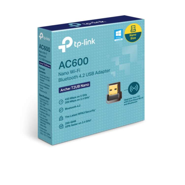 Adapatador inalambrico USB TP-Link Archer T2UB Nano V1 - USB 2.0 - Wi-Fi 5, Bluetooth 4.2