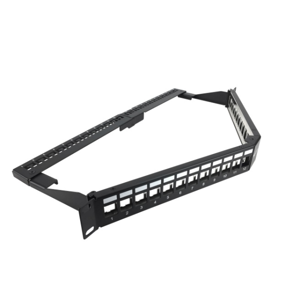 Patch Panel Angulado para Montaje en Rack - Black with silver extrusion - Angled Mod SH 24P 1U