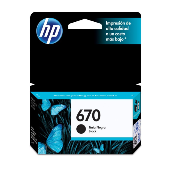 Cartrige original HP 670 - 14 ml - negro P/N CZ113AL