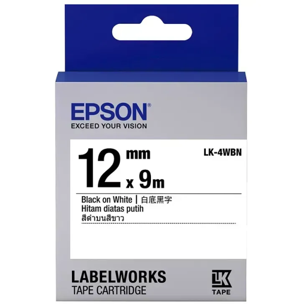 Cinta Original Epson Estándar LK-4WBN Negra/Blanca - Rollo (1,2 cm x 9 m) 1 cinta