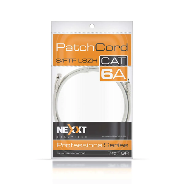 Patch cord Nexxt 2.1m - RJ-45 (M) a RJ-45 (M) - SFTP - CAT6a - trenzado - Gris