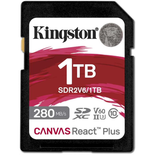 Memoria Kingston SDXC 1TB Canvas React Plus  UHS-II 280R/150W U3 V60 P/N SDR2V6/1TB