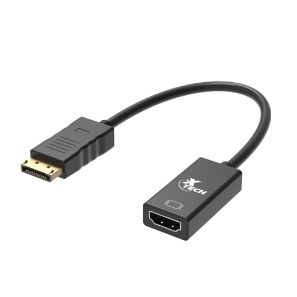 Adaptador Xtech DisplayPort a HDMI Black - DP (m) to HDMI (f) P/N XTC-378