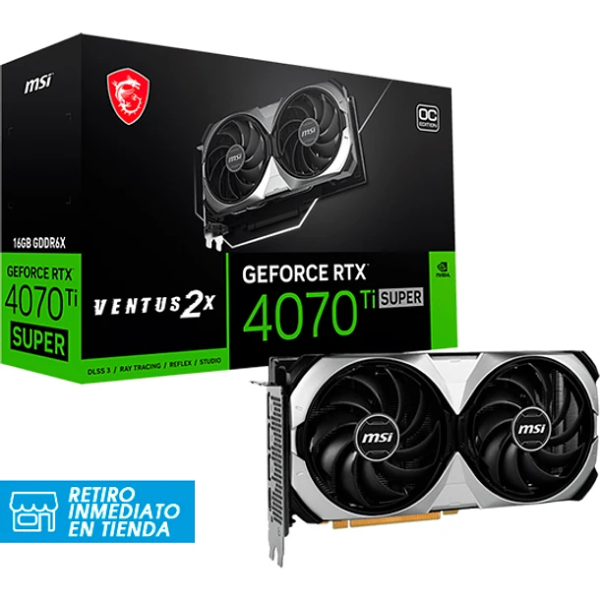 TARJETA DE VIDEO GEFORCE MSI RTX 4070 TI SUPER 16GB VENTUS 2X OC P/N RTX4070TISUPER16GVENTUS2XOC