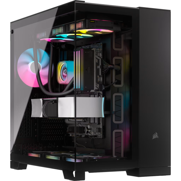 Gabinete Gamer Corsair 6500X Airflow TG Black E-ATX Doble Cámara - Vidrio Templado Panorámico