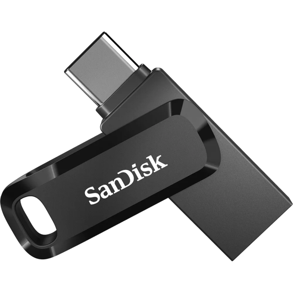 SanDisk Ultra Dual Drive Go 64 GB USB 3.1 Type C, USB Type A Flash Drive - Black - 150 MB/s Read Speed