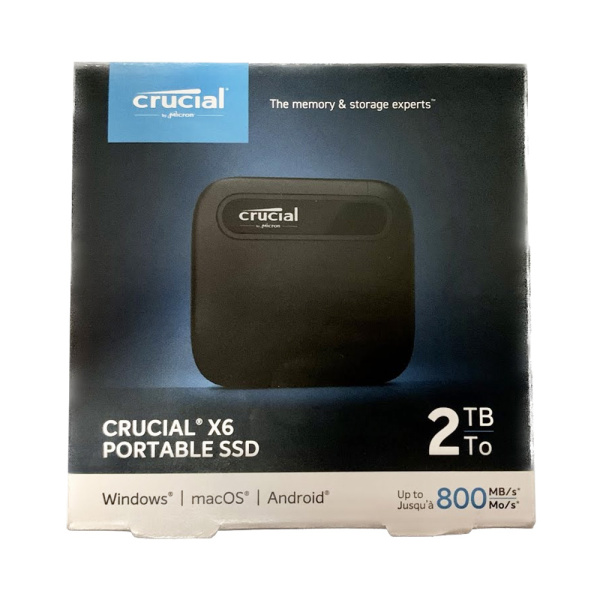 Disco Portatil SSD Crucial X6 de 2TB USB 3.2 Hasta 800MB/s USB 3.2 Gen-2 (10Gb/s)