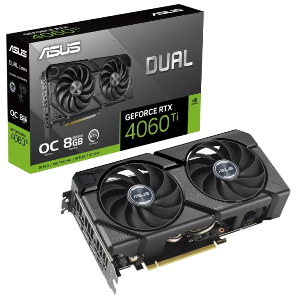 TARJETA DE VIDEO GEFORCE ASUS DUAL RTX 4060 TI EVO 8GB OC DDR6 128BIT v2.0 P/N DUAL-RTX4060TI-O8G