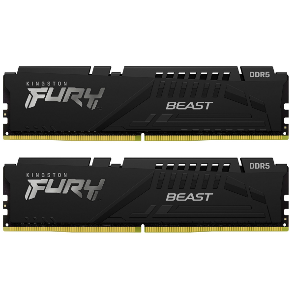 Kit de memorias DDR5 Kingston Fury 64GB 6400MT/s DDR5 CL32 DIMM (Kit of 2x32Gb) negras - KF564C32BBEK2-64