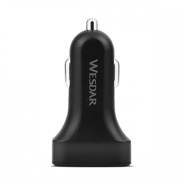 WESDAR CARGADOR DE AUTO U12 12/24 VOLT 2 USB BLACK