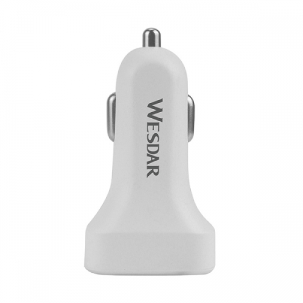 WESDAR CARGADOR DE AUTO U12 12/24 VOLT 2 USB WHITE