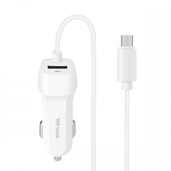 WESDAR CARG DE AUTO U13.TYPE C 12/24+USB WHITE