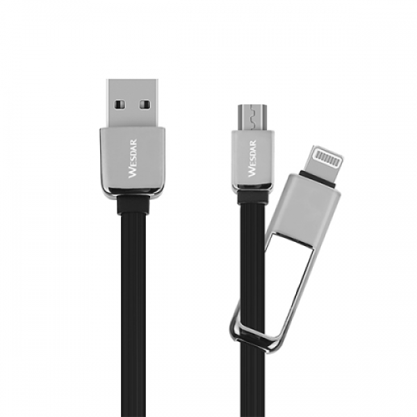 WESDAR CABLE USB X 2 TYPE C+MICRO T16 1MT BLACK