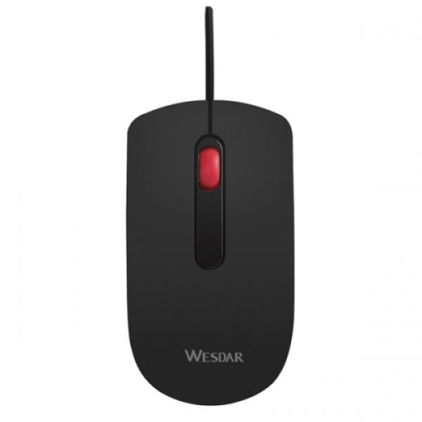 WESDAR MOUSE C/CABLE USB X18 NEGRO