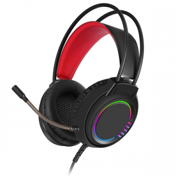 WESDAR AUDIFONO GH30 GAMING RGB 3.5MM NEGRO CON ROJO