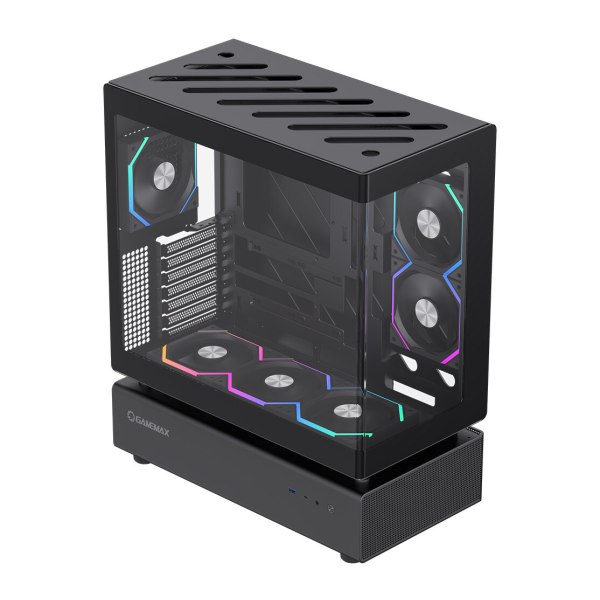 GABINETE GAMER GAMEMAX N80 BLACK SIN FUENTE 