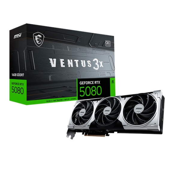 TARJETA DE VIDEO MSI GEFORCE RTX 5080 16GB VENTUS 3X OC PLUS 256BIT GDDR7 P/N GEFORCE RTX 5080 16GB VENTUS 3X OC PLUS