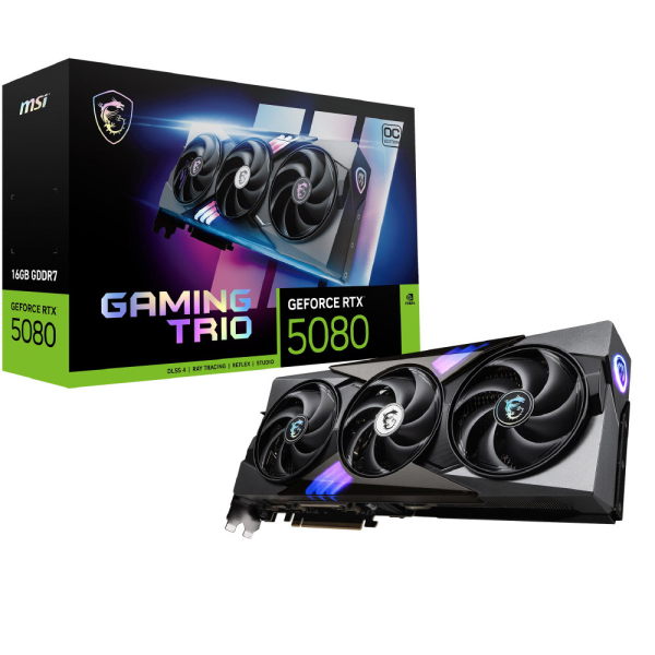 TARJETA DE VIDEO MSI GEFORCE RTX 5080 16GB GAMING TRIO OC 256BIT GDDR7 P/N GEFORCE RTX 5080 16G GAMING TRIO OC