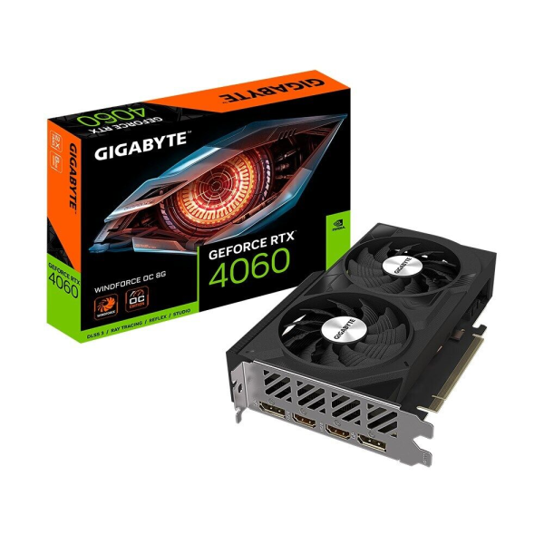 TARJETA DE VIDEO GEFORCE GIGABYTE RTX 4060 WINDFORCE 8GB OC GDDR6 PCIe 4.0 P/N GV-N4060WF2OC-8GD