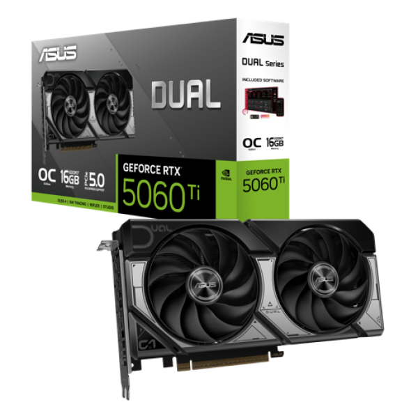 TARJETA DE VIDEO ASUS DUAL GEFORCE RTX 5060TI O16G GDDR7 OC EDITION P/N 90YV0MH0-M0AA00