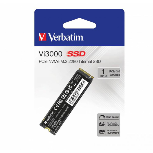 DISCO SSD VERBATIM 1TB M.2 PCIEX 3.0 X4 VI3000 P/N 49375
