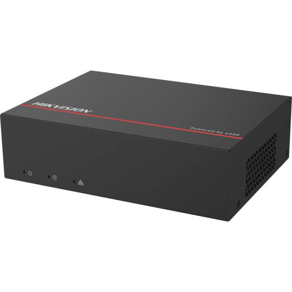 Hikvision - NVR independiente - 4 canales de video - conexión en red - Modelo Lite 1U con compresión H.265 y unidad eSSD de 480 GB