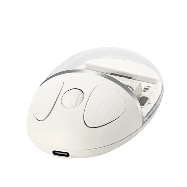 BENWIS CRISTAL MOUSE WHITE BLUETOOH 2,4 RGB LED DISPLAY