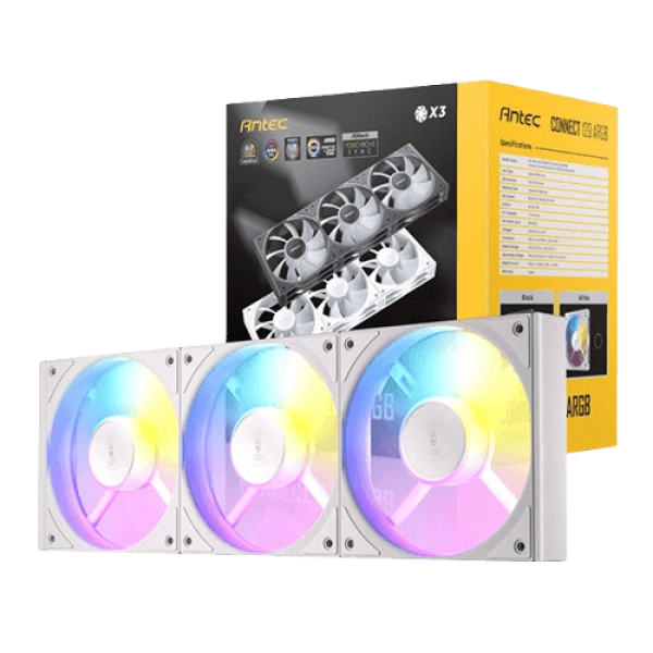 PACK DE 3 VENTILADORES ANTEC C120 ARGB White  0-761345-40047-3