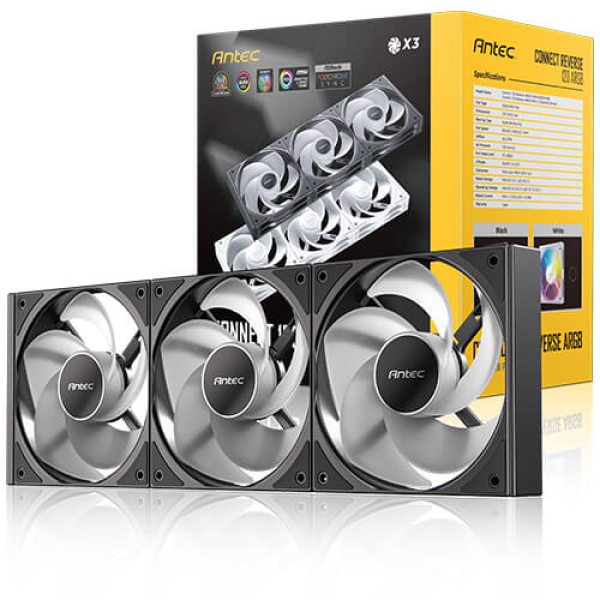 PACK DE 3 VENTILADORES ANTEC CONNECT 120 REVERSE ARGB (120 ARGB PWM)  0-761345-40048-0
