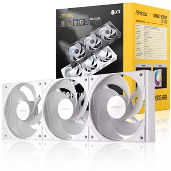 PACK DE 3 VENTILADORES ANTEC CONNECT 120 REVERSE ARGB WHITE (120 ARGB PWM)  0-761345-40049-7