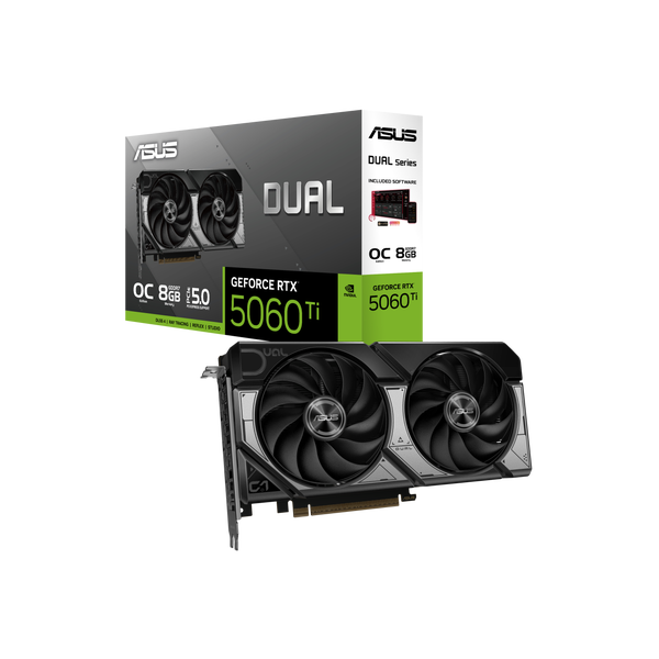 TARJETA DE VIDEO ASUS DUAL GEFORCE RTX 5060TI O8G GDDR7 OC EDITION P/N 90YV0MP2-M0AA00
