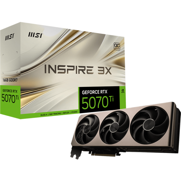 TARJETA DE VIDEO MSI GEFORCE RTX 5070TI INSPIRE 3X 16GB GDDR7 P/N RTX 5070TI 16G INSPIRE 3X
