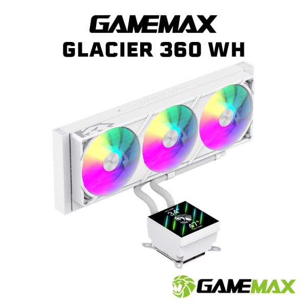 GAMEMAX WATERCOOLING GLACIER 360 CON PANTALLA LCD - BLANCO