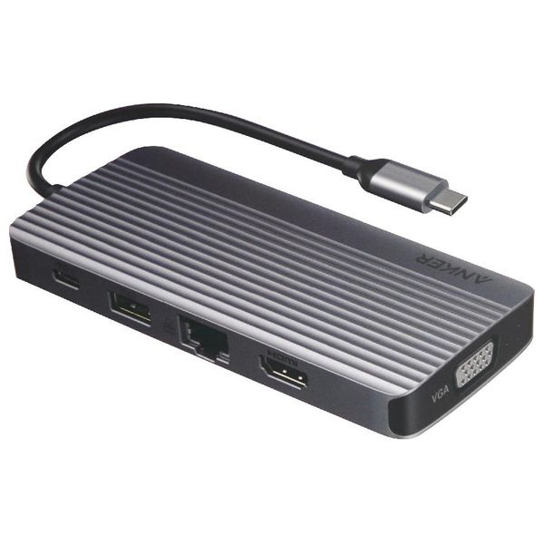 Hub Anker USB-C 10-in-1 - HDMI 4K, VGA, RJ45, PD 100W, USB, SD