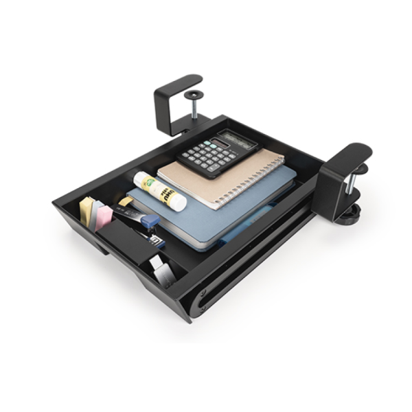 CAJON CORREDIZO ERGONOMETRICO AIDATA CON ABRAZADERAS DE ESCRITORIO - KB-6511-BK