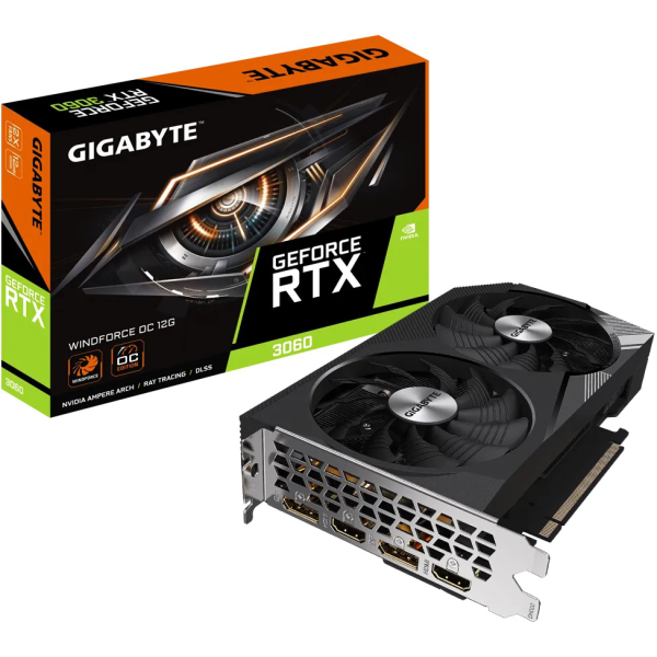 TARJETA DE VIDEO GIGABYTE RTX 3060 WINDFORCE 12GG P/N GV-N306WINDFORCEOCV2-12GD