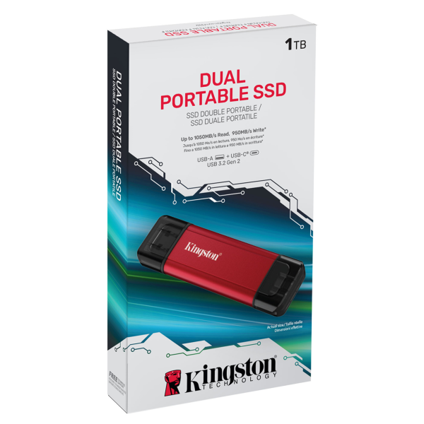 SSD EXTERNO Kingston 1TB DUAL USB (USB-C/A ) - 1050/950 p/n SPSD/1TB