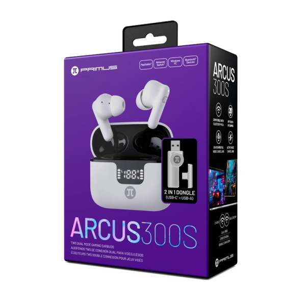 Audifono gamer ARCUS300sS  - True wireless -  Incluye 2.4GHz Dongle Para PC/Notebook y base de carga con LED PWH-300