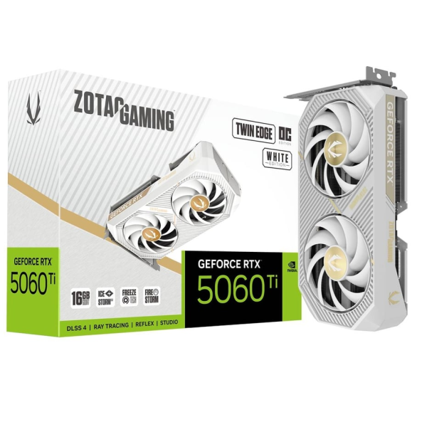 TARJETA DE VIDEO ZOTAC GeForce RTX 5060TI 16GB Twin Edge OC White