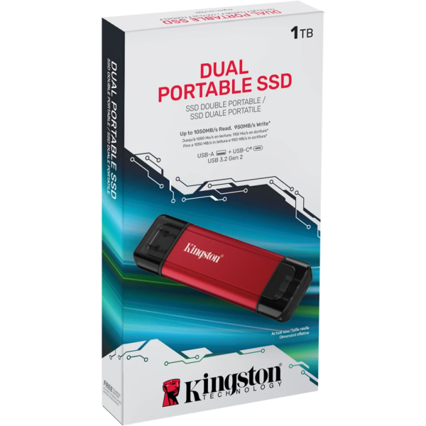 SSD EXTERNO Kingston 1TB DUAL USB (USB-C/A ) - 1050/950 p/n SPSD/1TB