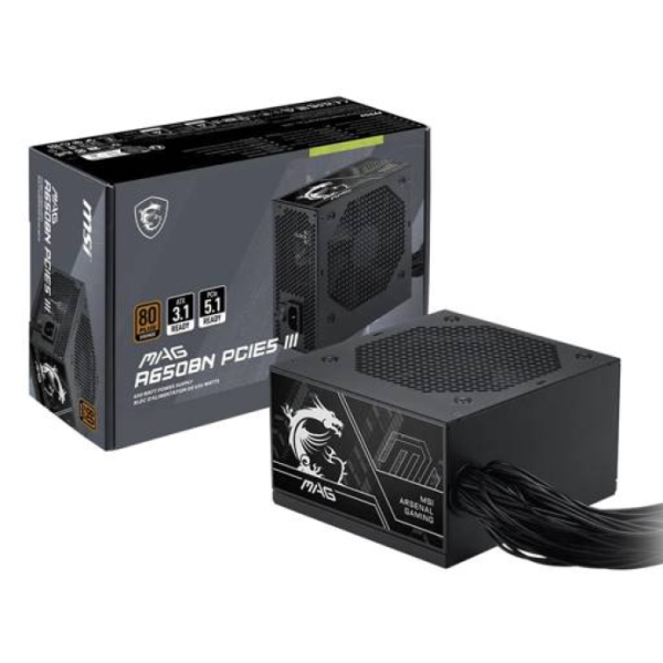 FUENTE DE PODER MSI MAG A650BN 650W 80PLUS BRONCE ATX 3.1 PCIE III  P/N 306-7ZPTY23-HD8