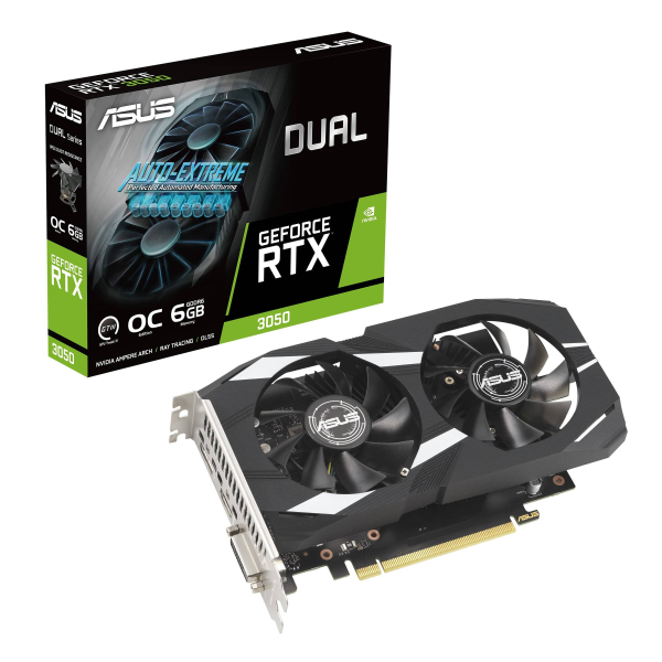 Tarjeta de Video ASUS DUAL RTX3050 O6G DVI HDMI DP